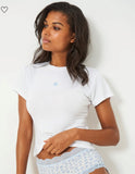 STRIPE & STARE Cropped White Tee