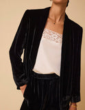 BY IRIS - Kiera Silk Velvet Blazer, Black