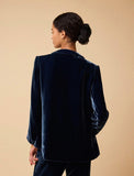 BY IRIS - Kiera Silk Velvet Blazer, Petrol Blue