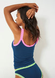 STRIPE & STARE - Lace Cami Midnight/Neon Pink