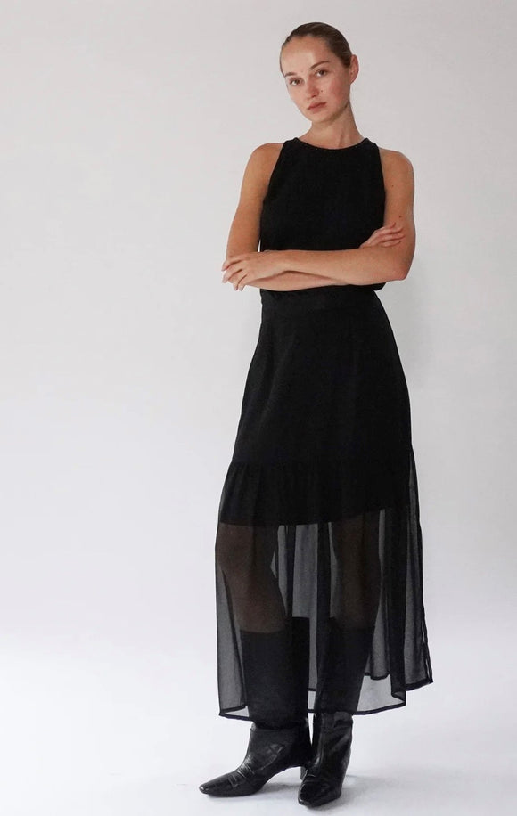 RELIGION - Flare Black Floaty Maxi Skirt