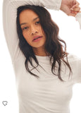 STRIPE & STARE - Long Sleeve Layering Top, White