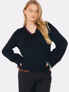 WHISPR - Parker Plait V Neck Sweater