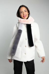 NOOKI - Carousel Faux Fur Stripe Scarf, Nude Mix