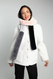 NOOKI - Carousel Faux Fur Stripe Scarf, Nude Mix