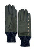 NOOKI - Elvis Star Embroidered Leather Glove, Khaki