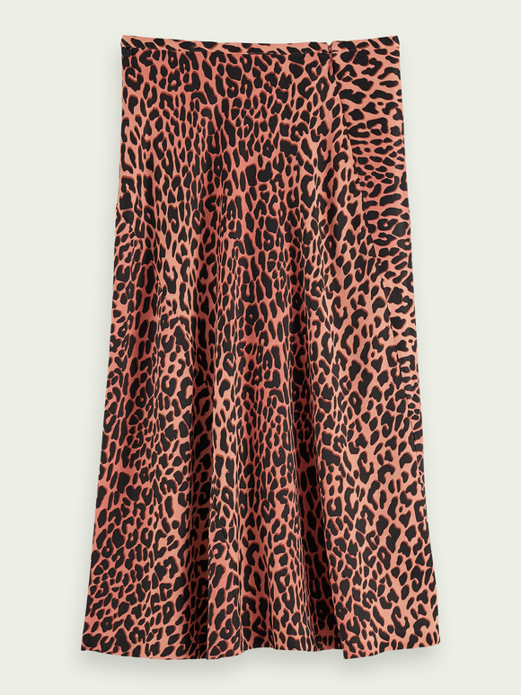 Scotch & Soda Drapey Leopard Print Midi Skirt