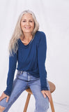 Stripe & Stare Slouch Top - Midnight